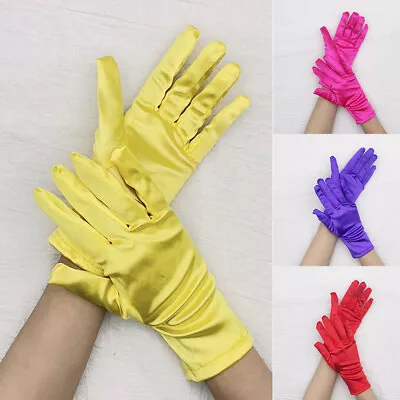 £3.17 • Buy Short Satin Gloves Elastic Full Fingers Gloves Sunscreen Cycling Driving Gloves