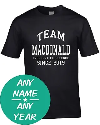 Team Surname Mens T-Shirt Clan All Any Gift Name Family Birthday Custom Year Age • $14.91