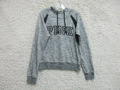 PINK Victoria Secret Sweater Large Adult Gray Hoodie Pullover Stretch Womens L • $24.75