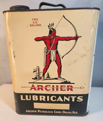 Vintage Archer Lubricants 2 Gallon Oil Can Archer Petroleum Corp. Omaha Nebraska • $25