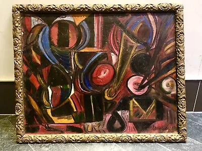 $850 • Buy Vintage Rayonist Abstract Oil  Painting Canvas Board Circle Of Larionov