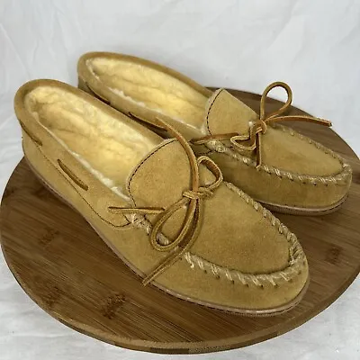 Minnetonka Moccasins Women’s Suede Leather Pile Lined Hardsole Slippers 11 • $24.98