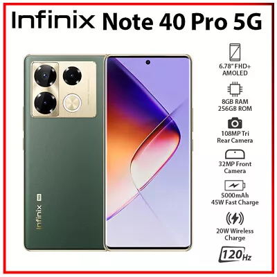 (Unlocked) Infinix Note 40 Pro 8GB+256GB GREEN Dual SIM Android Cell Phone • $355