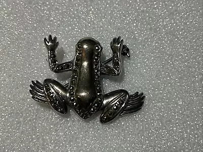 Vintage 925 Sterling Silver & Marcasite Toad  Frog Brooch Pin 1 3/8  • $9.99