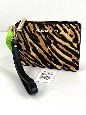 New Michael Kors  ID Wallet Small Calf Hair Animal Print Black Leather W10 • $79.50