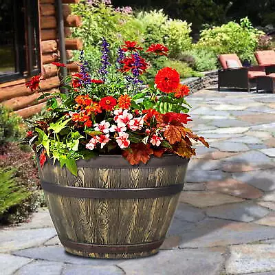 Better Homes & Gardens 20  X 20  X 13  Brown Resin Whiskey Barrel Planter • $15.48