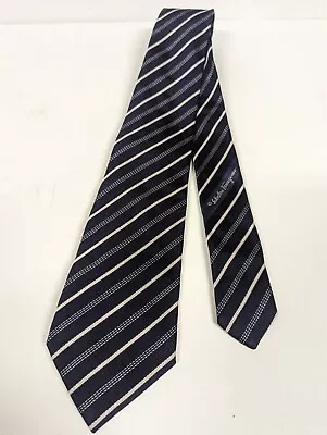 SALVATORE FERRAGAMO STRIPED BLUE SILK Men's Neck Tie W:3 1/2  • $39.99