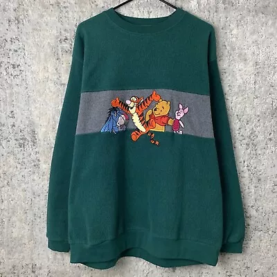 Vintage Disney Store Winnie The Pooh Sweatshirt Tigger Green Large Fleece Men’s • $45