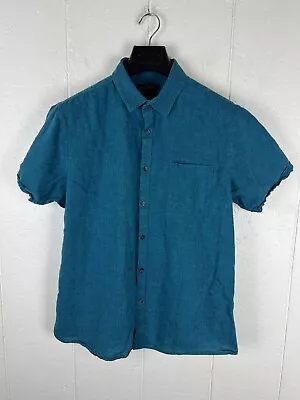 Marc Anthony Shirt Men's Extra Large Blue Button Up Collared Pocket Short Sleeve • $9.14