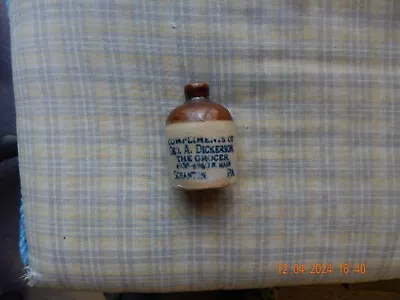 Nice Pottery Advertising Mini Jug GEO. DICKERSON 1836-1840 N. MAIN SCRANTON PA • $125