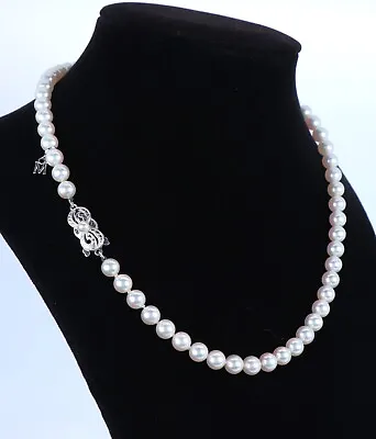 $5500 Mikimoto 18K White Gold A+ 6-6.5mm Akoya Cultured Pearl Strand Necklace • $2950