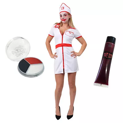 Zombie Nurse Costume Ladies Bloody Halloween Fancy Dress Adult Womens Zombie Kit • £17.99