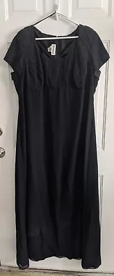 Vintage Formal Black Dress Floor Length Empire Waist With Beading  • $31.99