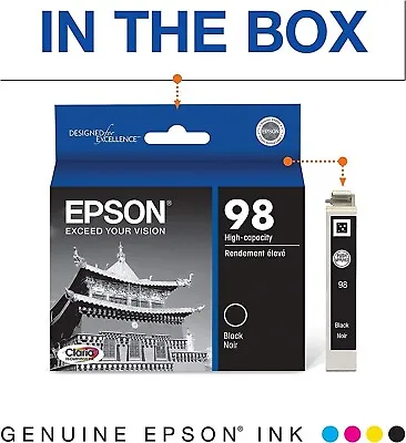 2 Original Epson T98 Black High Yield Ink Cartridge For 700 710 725 730 800 810 • $25.99