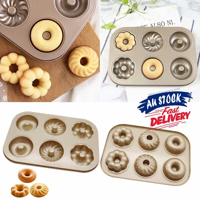 Maker Donut Tray 6Cavity Donut Baking Pans Bake Mould Dough Nut Baking NonStick • $17.25