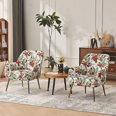 Vintage Garden Style Armchair Accent Chair Velvet Upholstered Set Of 2 • $359.99