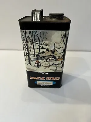 Vintage Pure Maple Syrup Can 1 Gallon (Empty) - Winter Scene • $12.95