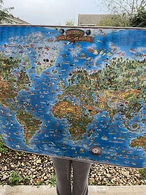 Large World Map Laminated X 3 .1.5 M X 1.2 Approx  Childs  Information Map • £60