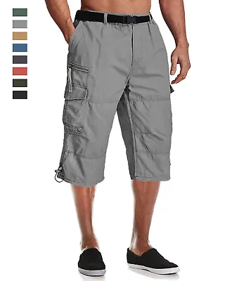 Men's Casual Cotton Cargo Shorts Outdoor Hiking 3/4 Length Below Knee Pants Man • $23.98