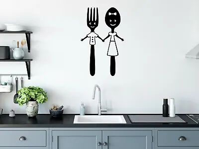 Fun Cutlery Wall Sticker Home Décor Decals Spoon Fork DIY Decal Vinyl Boy Girl • £3.15