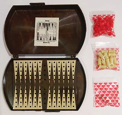 Vintage Travel Backgammon Set-Sealed Pieces-Brown Marbled Plastic Case • $5.99