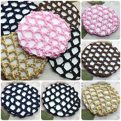 10cm THICK CROCHET RIBBON BUN CHIGNON HAIR SNOOD NET DANCE BALLET SPORT WORK • £3.99