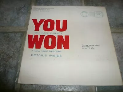 1962 Lincoln Mercury  YOU WON  Envelope - Vintage  • $9.94