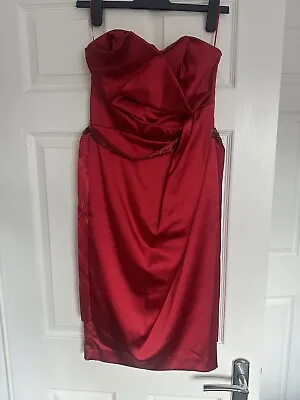 New Belle By Oasis Red Satin Evening Dress • £12