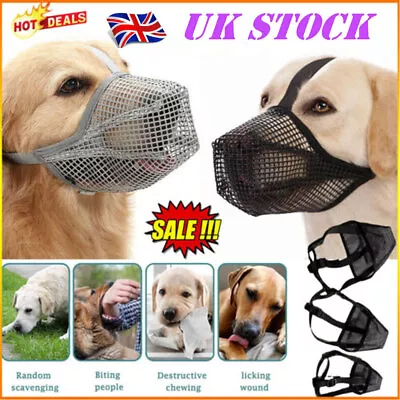 Dog Anti-lick Mouth Cover Breathable Muzzle Pet Mesh Anti-Biting Chewing Licking • £5.65