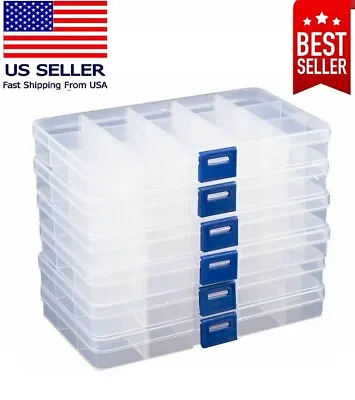 Clear Jewelry Box 6-Pack Plastic Bead Storage Container Earrings Organizer • $9.55