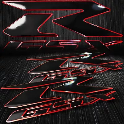 2x 6.25  ABS 3D Emblem Decal Fairing Logo Sticker Suzuki GSXR Black/Chromed Red • $17.88