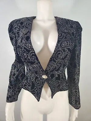 Cachet By Bari Protas Jacket Women's 8 Vintage 80s Glitter Long  Sleeve Cropped  • $25