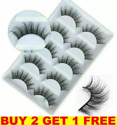 5Pair 3D Mink False Eyelashes Wispy Cross Long Thick Soft Fake Eye Lashes UK NEW • £2.79