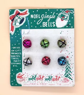 Vintage Trim - A - Tree Noel Jingle Bells - 6 Multi-Color Bells Japan • $15