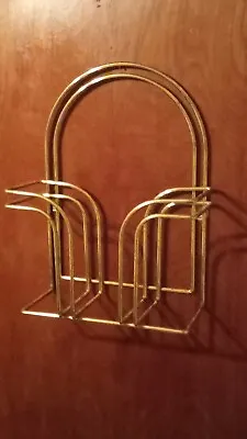 Mid Century Modern Art Deco Brass Wall Magazine Towel Rack Holder Bathroom 15x12 • $79.99