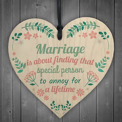 Wedding Marriage Anniversary Gift Wooden Heart Wall Plaque Husband Wife Present • £3.99