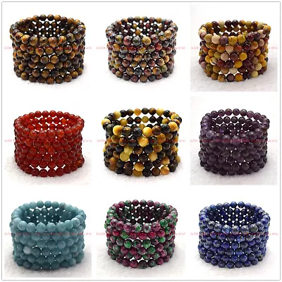 Wholesale Lots 6 Pcs 6/8/10mm 7.5  Natural Multicolor Gemstone Stretch Bracelet • $12.11