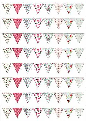 £2.99 • Buy CK Vintage Flower SMALL Bunting Edible Decor Icing Sheet Cake Toppers Decoration