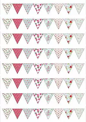 £2.99 • Buy CK Vintage Flower SMALL Bunting Edible Decor Icing Sheet Cake Toppers Decoration