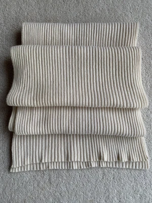 £29.99 • Buy Pure Cashmere Ribbed Knit Cream Long Unisex Scarf Made In Scotland 70x11” NWOT