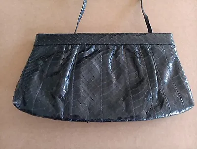 Vintage Morris Moskowitz Black Reptile Leather Skin Bag • $39.99