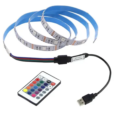 5V LED Strip Light 5050RGB Bar TV Back Lighting Kitchen Room 24key Remote Lights • $2.98