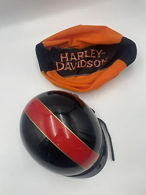 VTG Harley Davidson  Half Helmet Black Red Gold DISPLAY ONLY! • $55