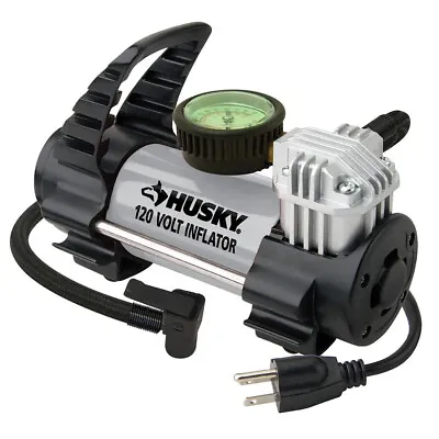 $44.77 • Buy PORTABLE CAR AIR COMPRESSOR Husky Electric AC Outlet Compact Tire Pump Inflator