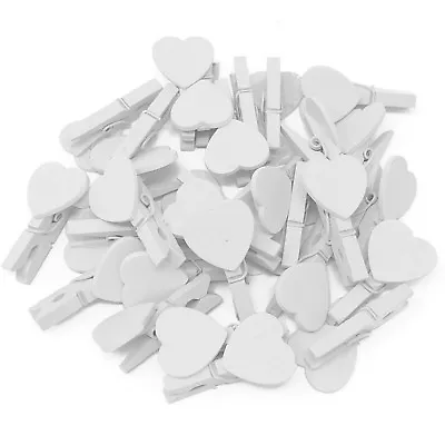 30mm Mini Clothes Pegs With 18mm Matching Hearts Craft For Shabby Chic Wedding • £15.39