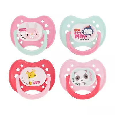 Fisher-Price Girls 4 Pack Orthodontic Pacifiers- Lets Play 0+ Months • $9.95