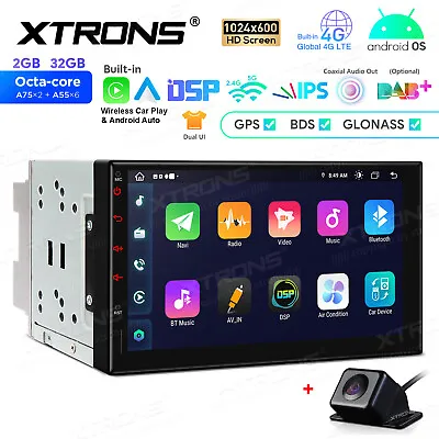 4G CarPlay Double 2-DIN Android 13 2+32GB Car Radio Stereo GPS Head Unit 7  +CAM • $185.99