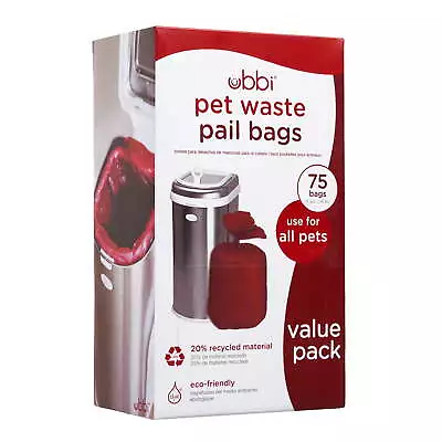 Ubbi Pet Waste Pail Bags Red 75 Count Value Pack • $21.59