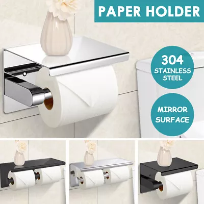 Toilet Paper Holder Roll Bath Tissue Storage Hook Rack 304 Stainless Steel Wall • $22.99