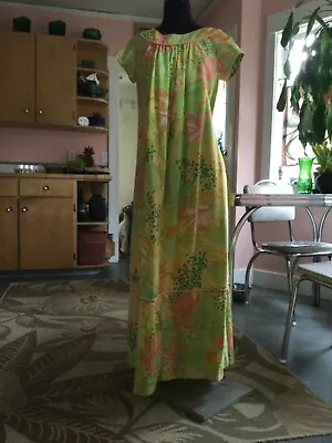 Vintage 50s 60s Maxi MUU MUU DRESS Hawaiian Cotton S • $99